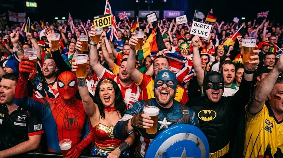 Crowd-Atmosphäre bei der Darts WM im Ally Pally