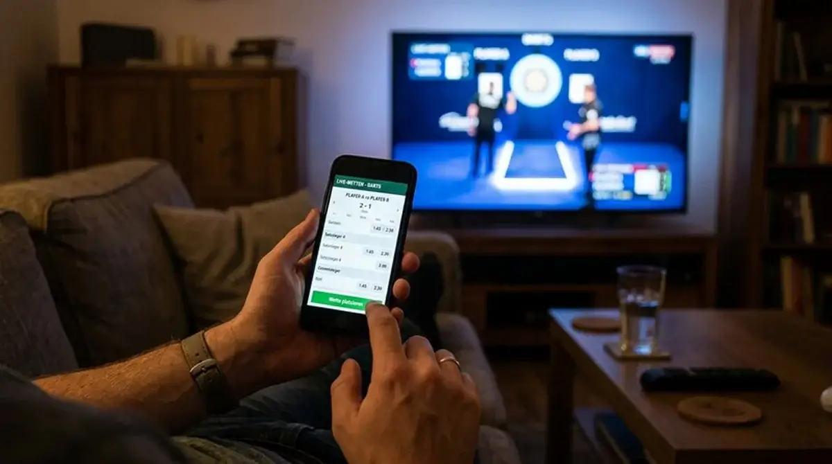 Live-Wetten auf Darts per Smartphone während eines Matches