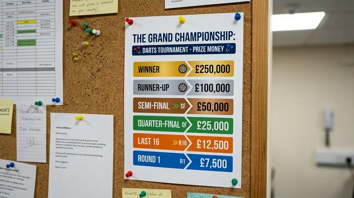 Preisgeldverteilung pro Runde bei der Darts WM 2026